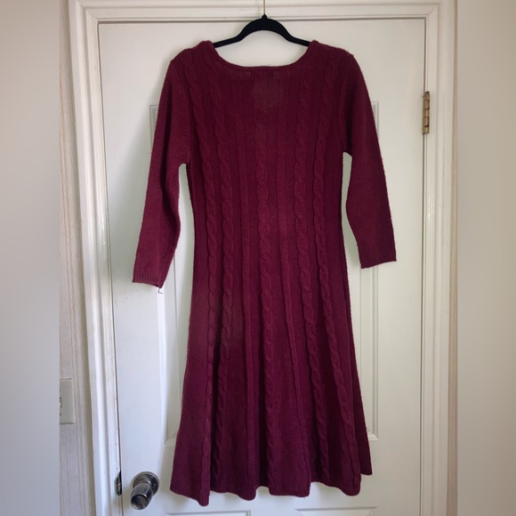 Ronni Nicole Midi Cable Knit Sweater Dress Maroon/Red Medium - Picture 2 of 6